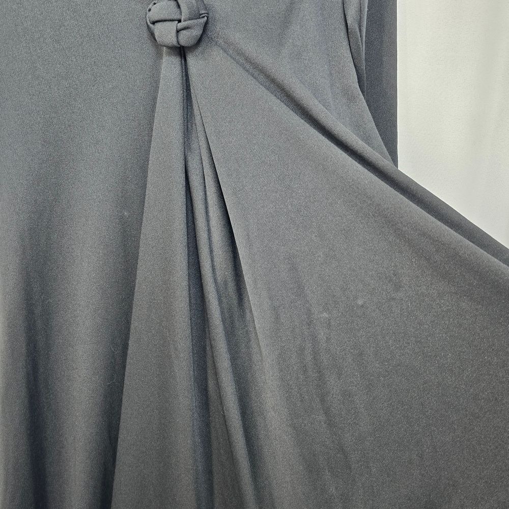 Vintage Black Draped Evening Dress Knotted Detail Size 12 Maxi Party Gothic Core - Picture 10 of 13